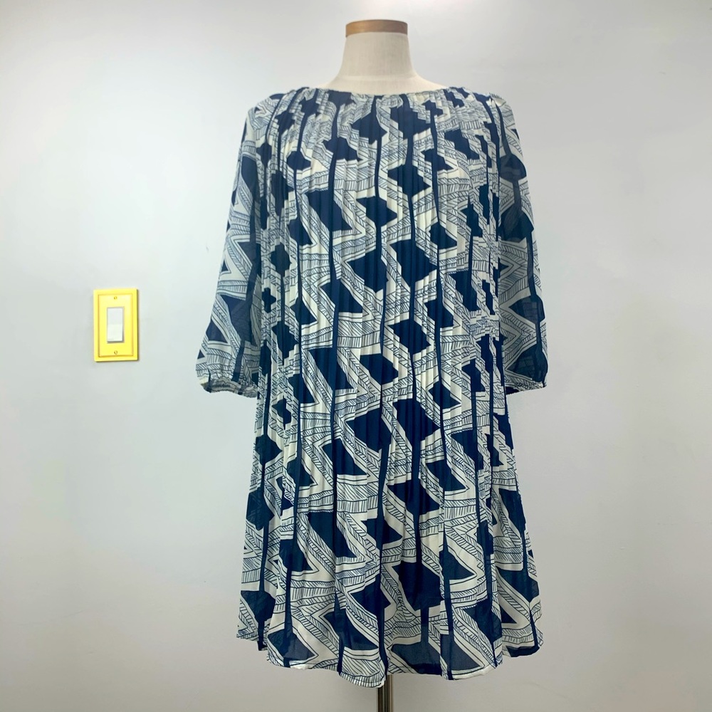 Pleated Chiffon Swing Dress